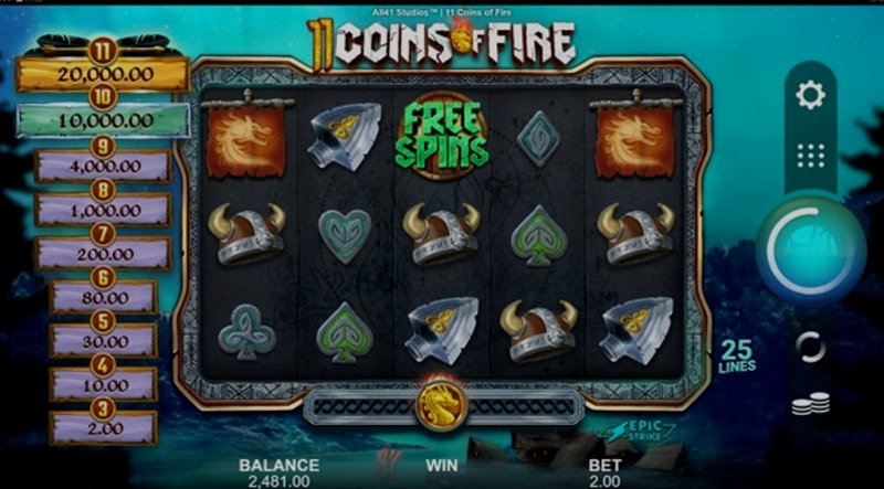 Play 11 Coins of Fire by Games Global at 1Win Casino