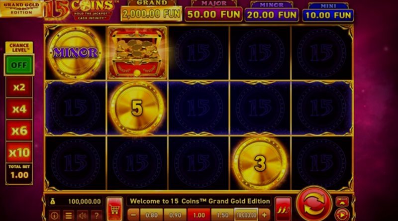 Play 15 Coins Grand Gold Edition by Wazdan at 1Win Casino