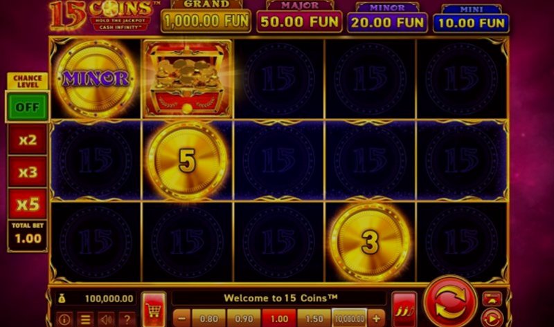 Play 15 Coins by Wazdan at 1Win Casino