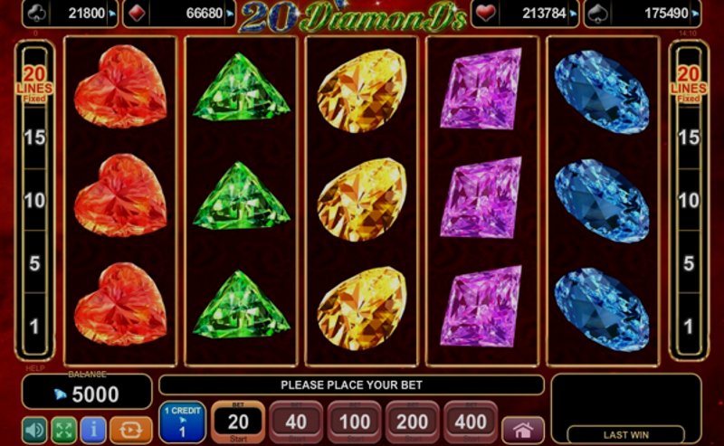 Play 20 Diamonds by Amusnet at 1Win Casino