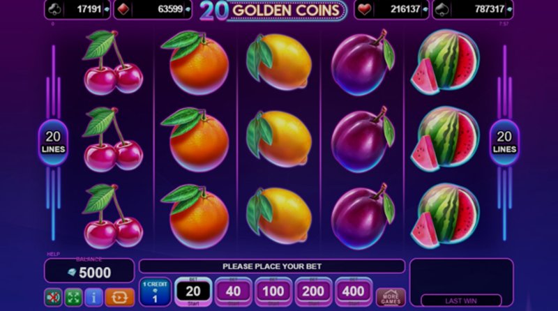 Play 20 Golden Coins by Amusnet at 1Win Casino