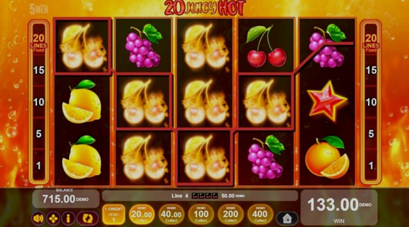 Play 20 Juicy Hot by 5 Men Gaming at 1Win Casino