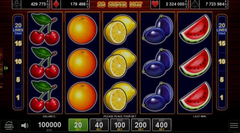 Play 20 Super Hot in South Korea at 1Win Casino