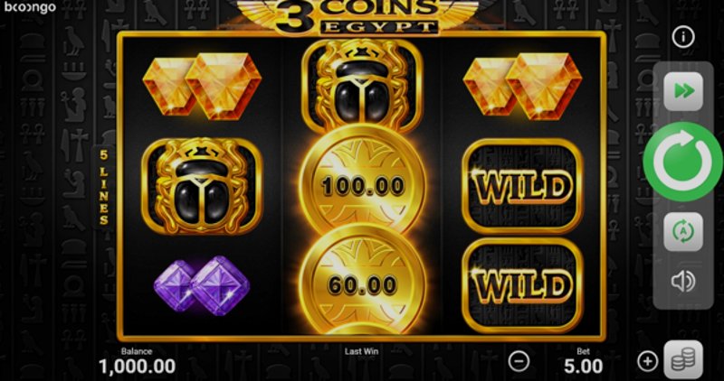 Play 3 Coins Egypt by Booongo at 1Win Casino