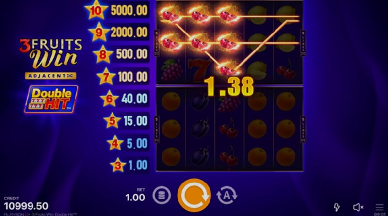 Play 3 Fruits Win: Double Hit by Playson at 1Win Casino