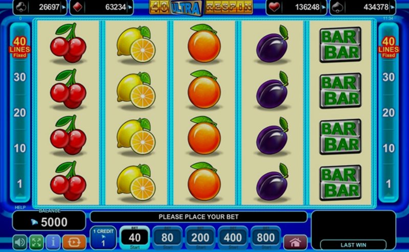 Play 40 Ultra Respin by Amusnet Interactive at 1Win Casino