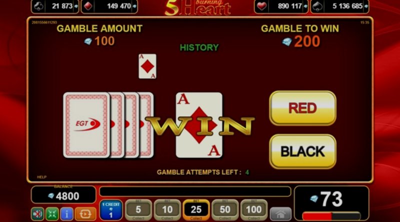 Play 5 Burning Heart by Amusnet at 1Win Casino