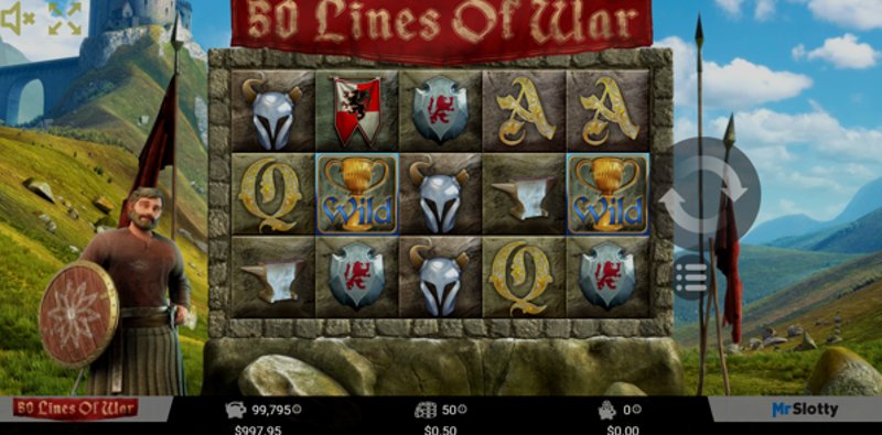 Play 50 Lines Of War by Mrslotty at 1Win Casino