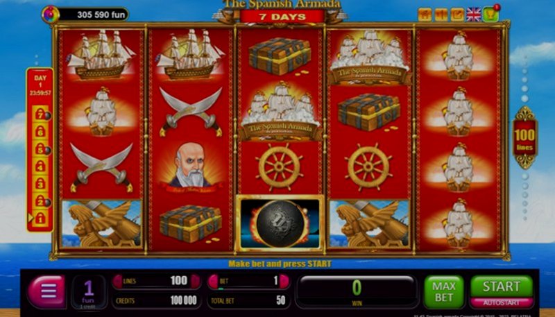 Play 7 days spanish armada by Belatra at 1Win Casino