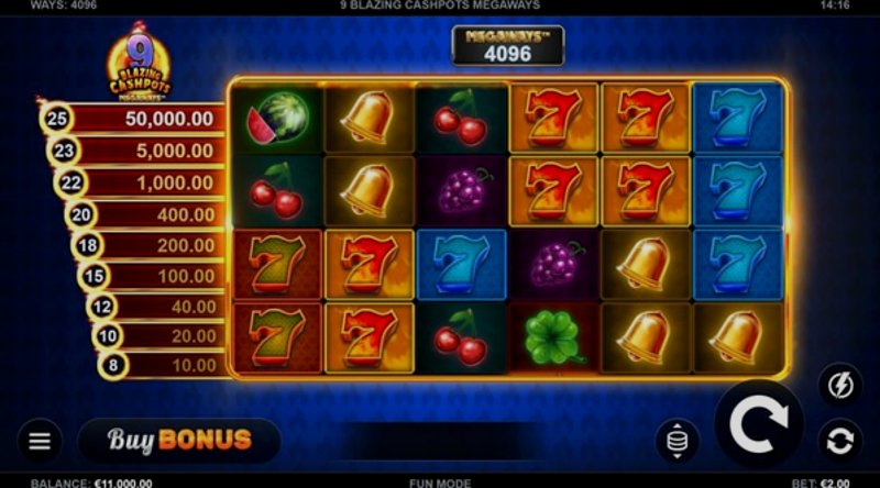 Play 9 Blazing Cashpots Megaways by Kalamba at 1Win Casino