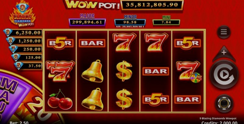 Play 9 Blazing Diamonds WOWPOT by Games Global at 1Win Casino