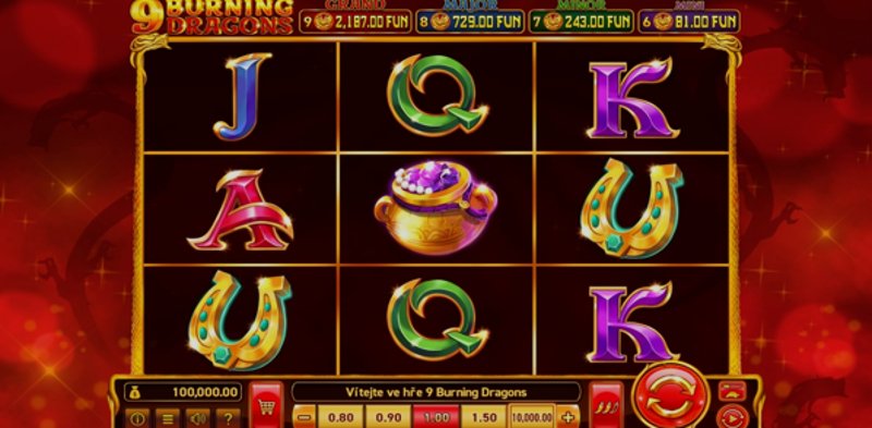 Play 9 Burning Dragons by Wazdan at 1Win Casino