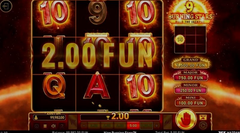 Play 9 Burning Stars™ by Wazdan at 1Win Casino