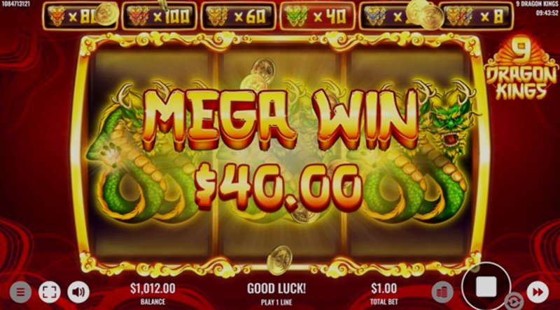 Play 9 Dragon Kings by Platipus at 1Win Casino