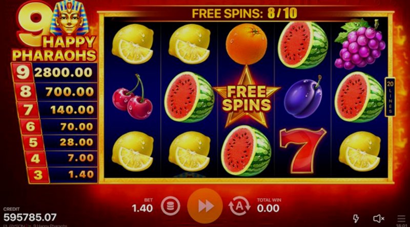 Play 9 Happy Pharaohs by Playson at 1Win Casino