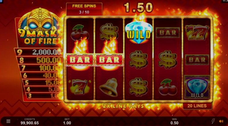 Play 9 Masks of Fire by Games Global at 1Win Casino