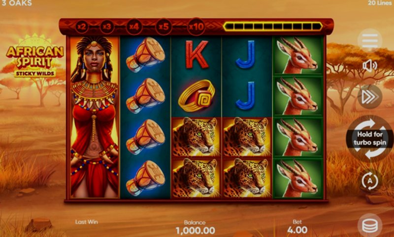 Play African Spirit Sticky Wilds by 3 Oaks Gaming at 1Win Casino