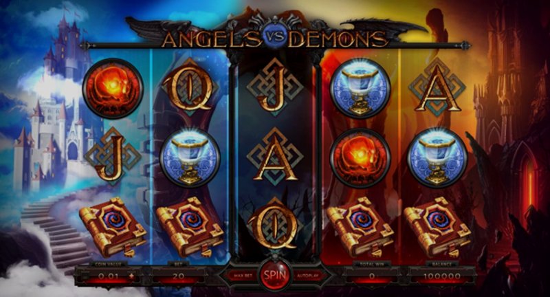 Play Angels vs Demons by Thunderspin at 1Win Casino