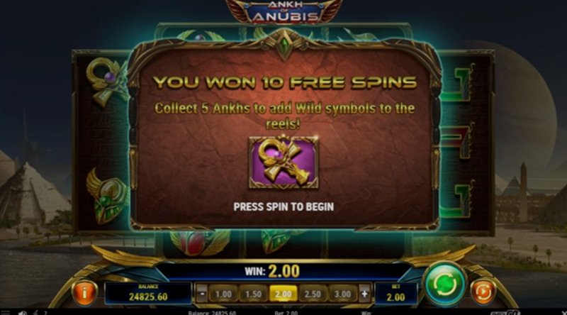 Play Ankh of Anubis by Playn Go at 1Win Casino