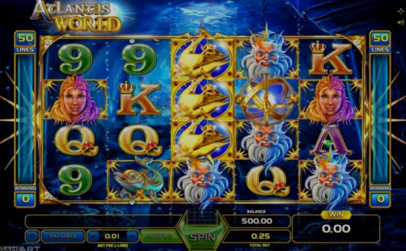 Play Atlantis World by Gameart at 1Win Casino