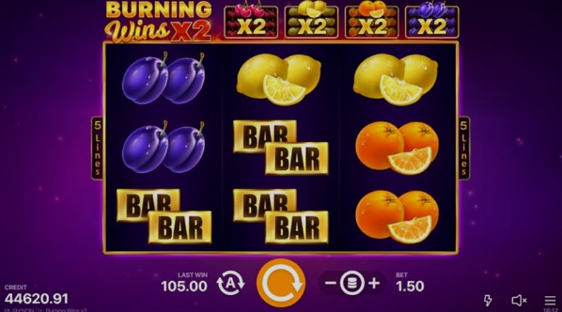 Play Burning Wins x2 by Playson at 1Win Casino