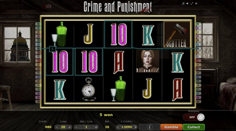 Play Crime and Punishment by 5 Men Gaming at 1Win Casino