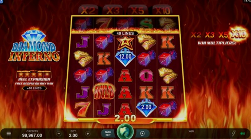 Play Diamond Inferno by Microgaming at 1Win Casino