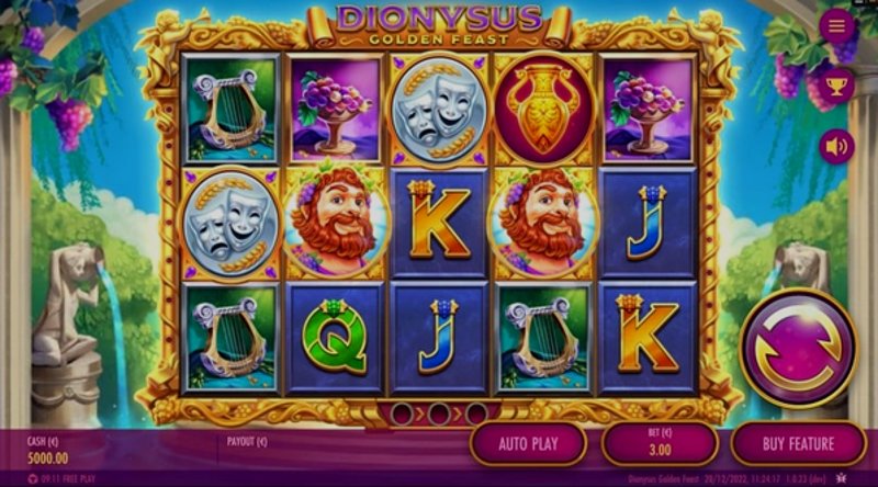 Play Dionysus Golden Feast by Thunderkick at 1Win Casino