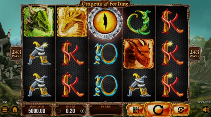 Play Dragons of Fortune by Synot at 1Win Casino