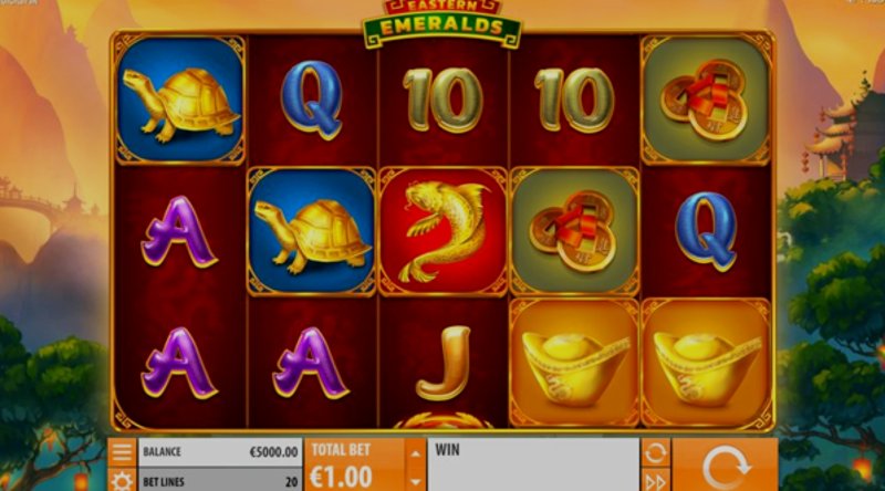 Play Eastern Emeralds by Quickspin at 1Win Casino