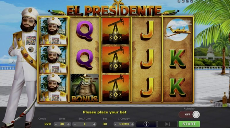 Play El Presidente by 5 Men Gaming at 1Win Casino