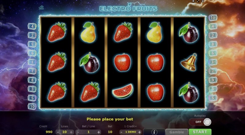 Play Electro Fruits by 5 Men Gaming at 1Win Casino