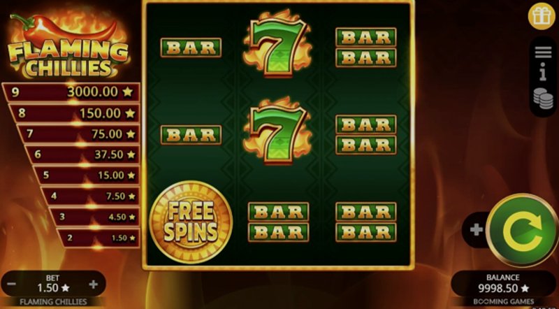 Play Flaming Chillies by Booming at 1Win Casino