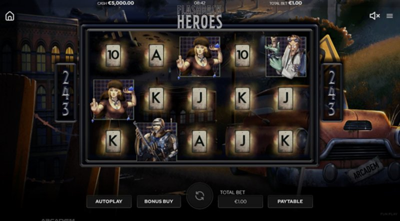 Play Flashback Heroes by Bluehorn at 1Win Casino