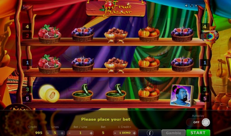 Play Fruit Bazaar by 5 Men Gaming at 1Win Casino