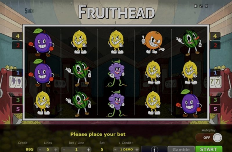 Play Fruithead by 5 Men Gaming at 1Win Casino