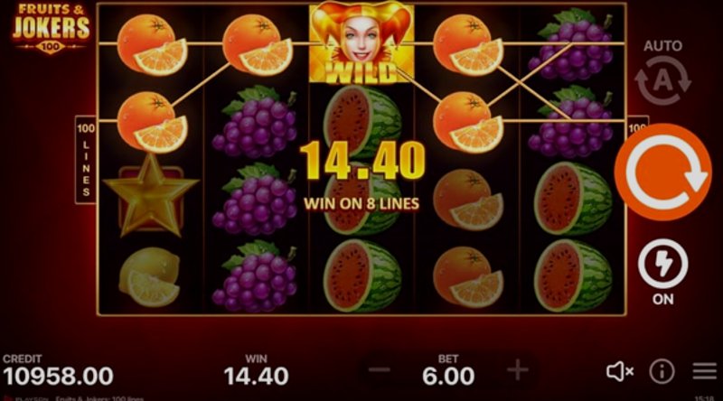 Play Fruits & Jokers: 100 lines by Playson at 1Win Casino