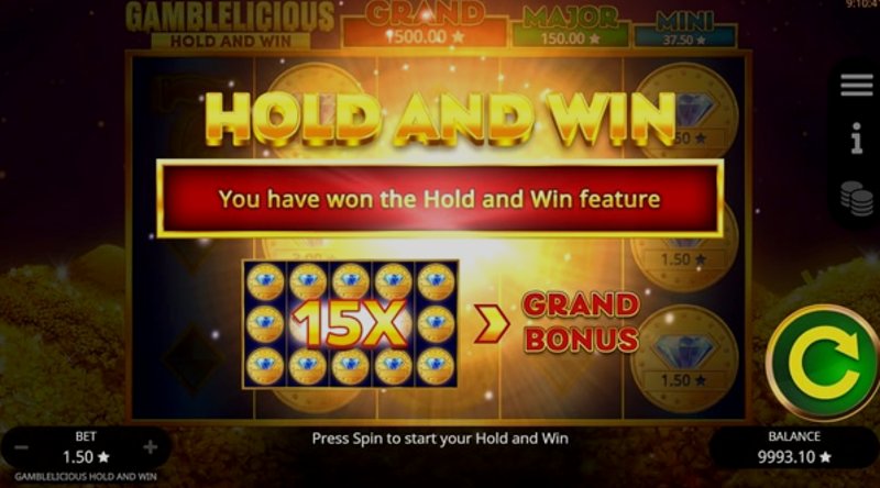 Play Gamblelicious Hold and Win by Booming at 1Win Casino