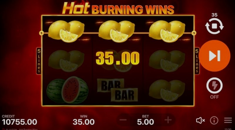 Play Hot Burning Wins by Playson at 1Win Casino