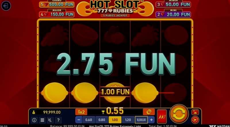 Play Hot Slot™: 777 Rubies Extremely Light by Wazdan at 1Win Casino