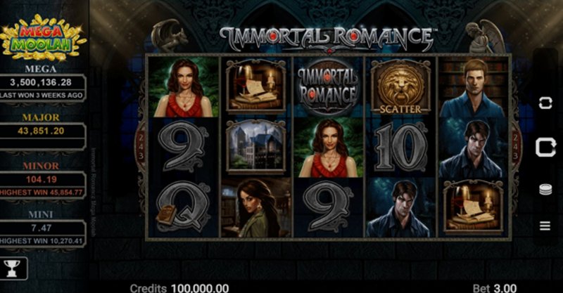 Play Immortal Romance Mega Moolah by Mgplus at 1Win Casino