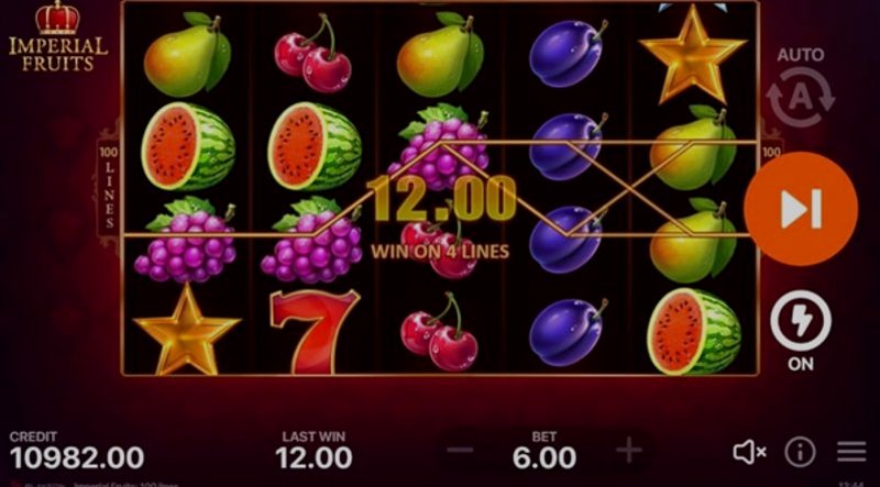 Play Imperial Fruits: 100 Lines by Playson at 1Win Casino