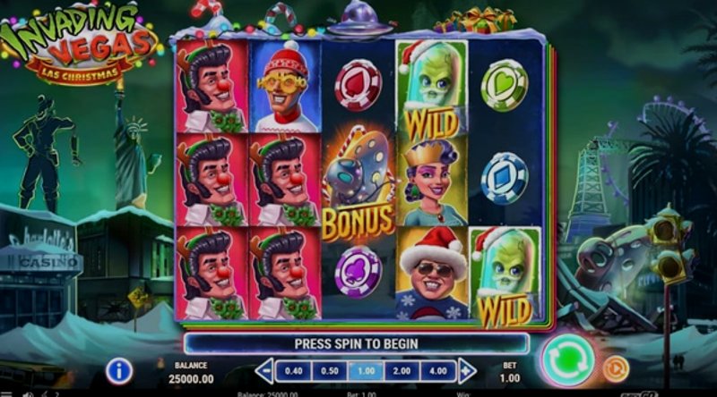 Play Invading Vegas: Las Christmas by Playn Go at 1Win Casino