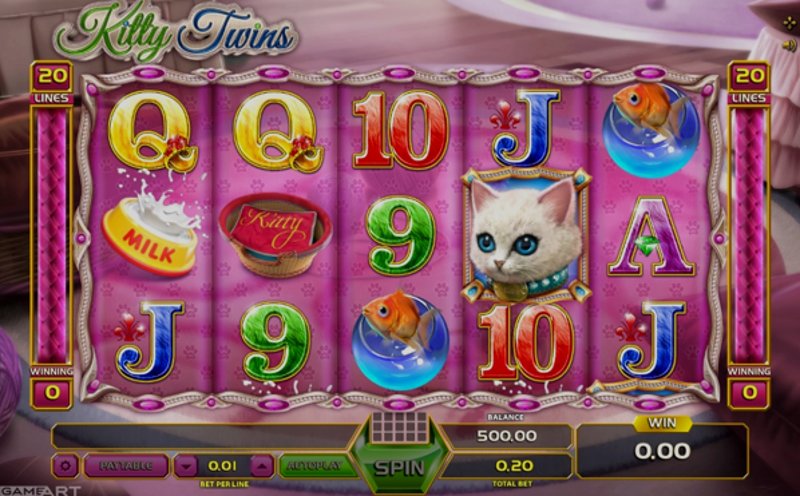 Play Kitty Twins by Gameart at 1Win Casino