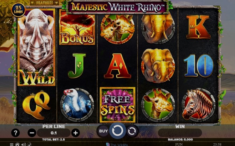 Play Majestic White Rhino by Spinomenal at 1Win Casino