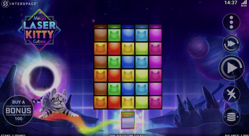 Play Mega Laser Kitty Cubes with Interspace by Rogue at 1Win Casino