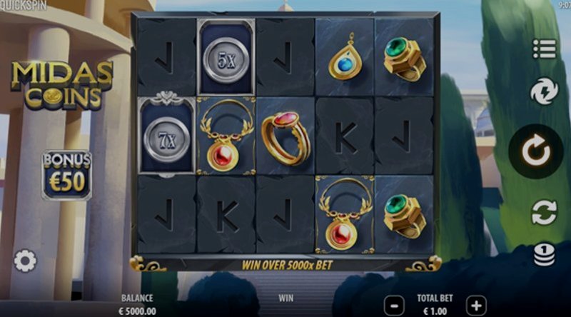 Play Midas Coins by Quickspin at 1Win Casino