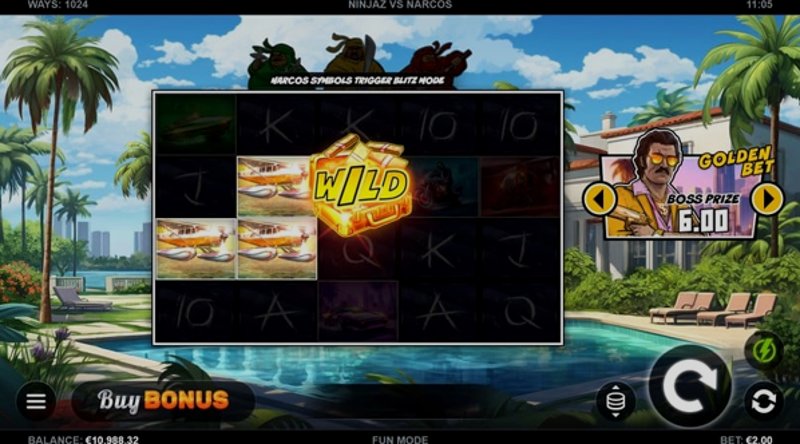 Play Ninjaz vs Narcos by Kalamba at 1Win Casino