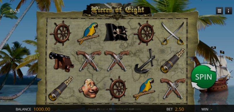 Play Pieces of Eight by Genii at 1Win Casino