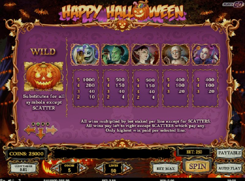 Play Happy Halloween by Playn Go at 1Win Casino